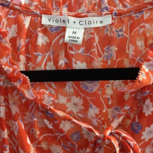 VIOLET + Claire sheer blouse adorable print size M - Picture 4 of 5